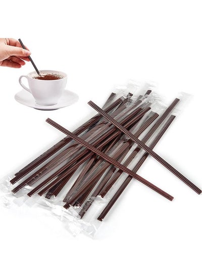 Buy Coffee Stir Sticks Individual Wrapped, Disposable Coffee Straw Three-hole Design Stirring Rod Tea Beverage Stirrers Individually Hot Drinks for Party BBQ Camping Resturant, 100Pcs 170mm in Saudi Arabia