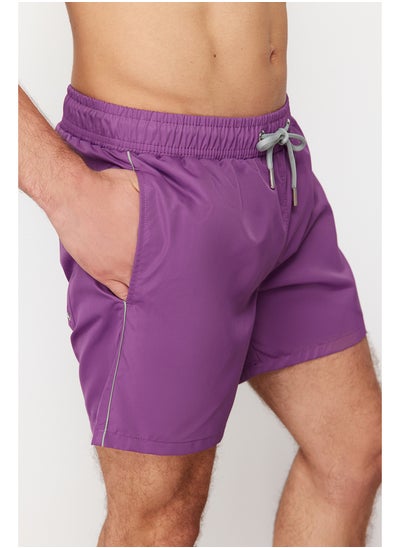 Buy Dark Purple Garnish Standard Length Swimsuit Marine Shorts TMNSS20DS0022 in Egypt