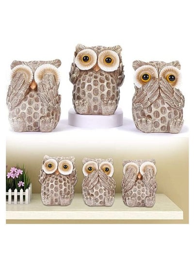 اشتري Set of 3 Owl Statues Home Décor, Owl Figurines for Shelf, Living Room Bedroom Office Desktop, Bookshelf, Animal Sculptures Gifts,Small Decor Accents Items for Birds Lovers في الامارات