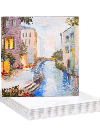 Buy 10Pack Mini Canvas Panel 10x10cm Stretched Canvas Boards Square Small Art Board for Oil Paint Blank 3.94" in UAE