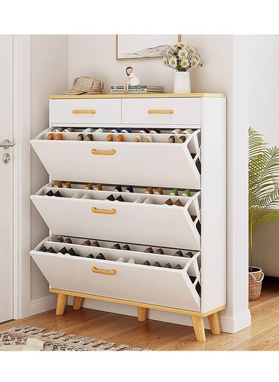 Buy Entryway Shoe Cabinet Large Capacity Three Tier Shoe Storage with Two Rack in UAE