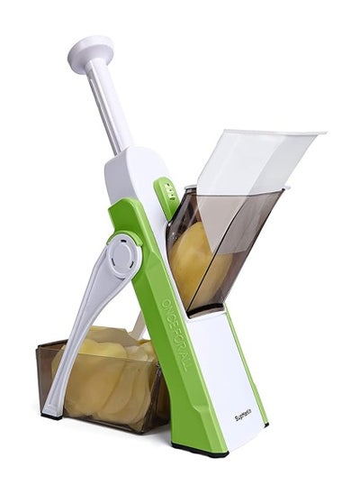 Buy Upgrade Mandoline Slicer Safe Vegetable Chopper-Julienne Dicer for Kitchen, Potato Slicer, Adjustable Vegetable Cutter with Container, Multifunctional 6 in 1 Food Chopper in Egypt