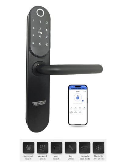 Buy Robustline OUTDOOR Electronic Smart Door Lock with 5 Function- Fingerprint, Mobile App, Passcode, Smart IC Card, Metal Key (2 YEARS WARRANTY) (RBSL1030B) in UAE