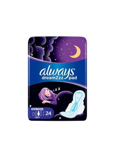 Buy Dreamzzz – Maxi Thick Night Pads – 24 Pads (Black & Violet) in UAE