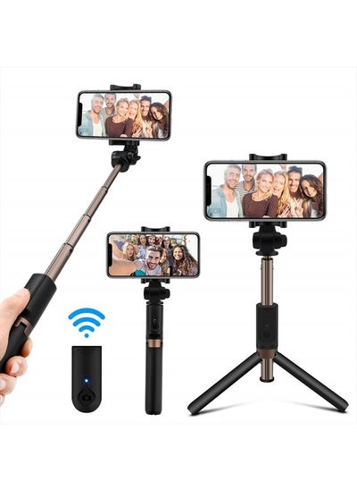 Buy Selfie Stick Bluetooth, Extendable Selfie Stick Tripod Stand with Wireless Remote Shutter Compatible with iPhone 14/14 Pro Max/13/13 Pro Max/12/12 Pro/XS/XR/8/7/6s/6, Samsung in UAE