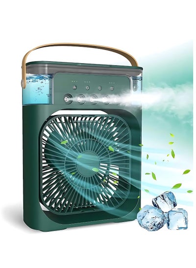 Buy Portable Mist Sprinkler Fan With 5 Water Outputs And 3 Speeds And 7 Different LEDs Light Colours 600ml Capacity in Saudi Arabia