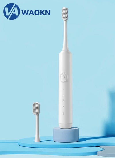 Buy Rechargeable Sonic Electric Toothbrush High-frequency Vibration IPX7 Waterproof Power Toothbrush 4 Modes Adjustable and Smart Electric Toothbrush with 2 Detachable Soft-bristle Brush Heads in Saudi Arabia