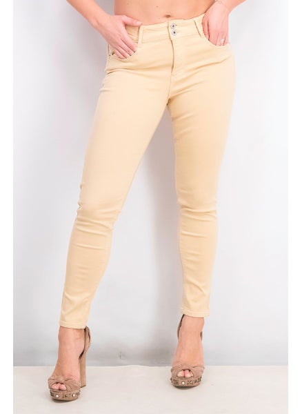 اشتري Women Regular Fit Stretchable Plain Jeans, Dark Beige في الامارات