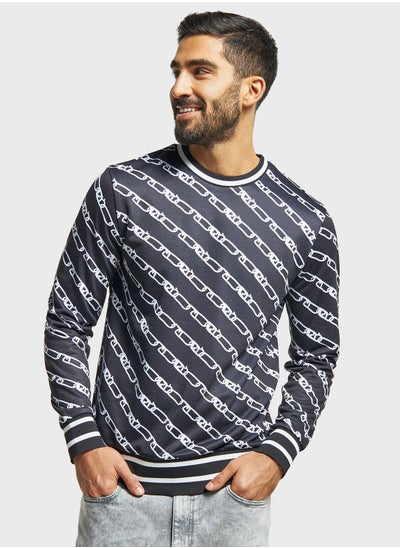 Buy Printed Crew Neck Sweatshirt in Saudi Arabia