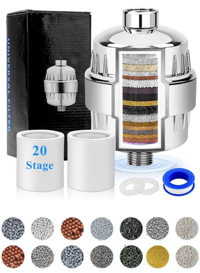 Shower Head Filter for Hard Water & Hair - 2 Replacement Cartridges -20 ...