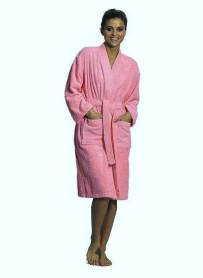 اشتري Pink Colour Terry Weave Cotton  Bathrobe XL Size في الامارات