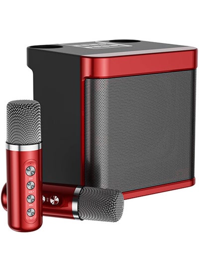 Buy Set Bluetooth Speaker with Microphone 5.0 USB Charging Wireless Speakers with Bluetooth Surround Sound Portable Speaker for Smart TV Microphone with Speaker for Singing Red in UAE