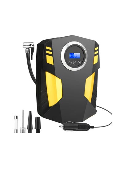 Buy Digital Car Tyre Inflator Air Compressor with Auto Stop and LED Light 12V Fast Portable Air Pump for Car in UAE