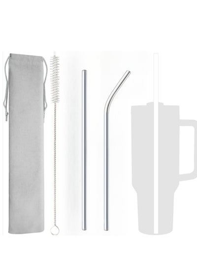 Buy 2 Pack Stainless Steel Straw Replacement 40 oz for Stanley Adventure Travel Tumbler, Reusable Straws with Cleaning Brush Compatible with Stanley 40oz Stanley Cup Tumbler in Saudi Arabia