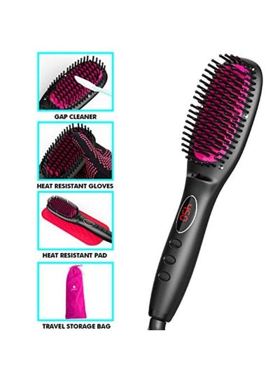 Buy Hair Straightener Brush With Ionic Generator By , 30S Fast Mch Ceramic Even Heating, 11 Temperature Control, Professional For Straightening Or Curling (Black) in UAE