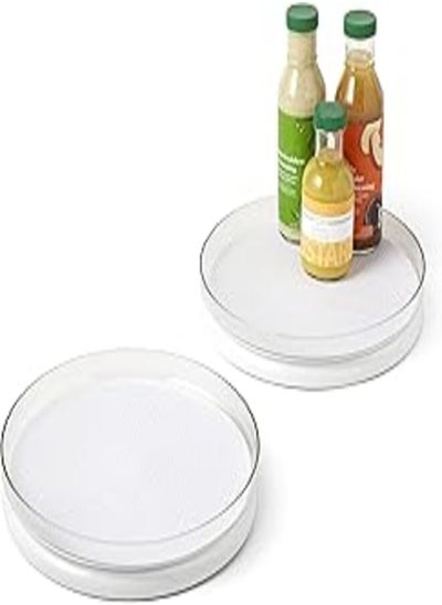 اشتري YouCopia FridgeView Fridge Turntable with Mat, Lazy Susan Organizer for Refrigerator Storage, 11”, 2-Pack, White في مصر