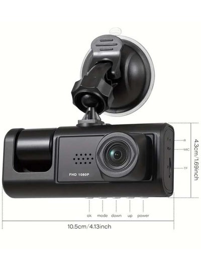 Buy 3 Channel Dash Cam, Dashcam Three Way Triple Car Camera with IR Night Vision,  Loop Recording & 2" IPS Screen 1080P Dash Cam Front and Rear Inside, (2 camera with 32G) in Saudi Arabia