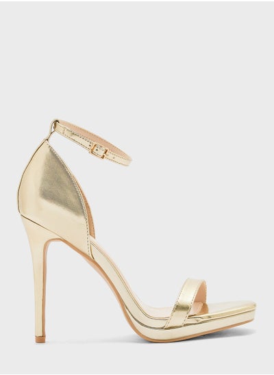 Buy High Heel Metallic Ankle Stap Sandal in UAE