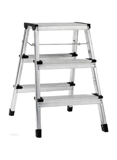 Buy Aluminum 3-Step Foldable Extendable Ladder Silver 60. 5 x 63 x 43 cm 164669 in Saudi Arabia