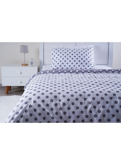 Buy Penny Polka 2-Piece Reversible Comforter Set 160X220Cm Grey in UAE