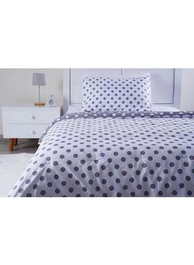 اشتري Penny Polka 2-Piece Reversible Comforter Set 160X220Cm Grey في الامارات