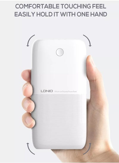 Buy 10000 mAh power bank High Capacity Portable Dual USB Port Charge power bank White in UAE