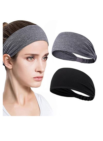 Buy 2pcs Workout Headbands for Women, Non Slip Sport Hair Bands for Yoga Running Fitness Elastic Wicking Hair Bands Fits Girls Women Men in Saudi Arabia