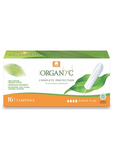 Buy Organic Women's Total Protection Organic Cotton Tampons Regular Flow, Super Plus, 16 Count - Pack of 1 in Saudi Arabia