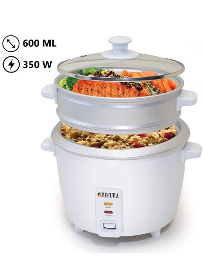 Buy 2 in 1 Rice Cooker & Steamer 600 ML / Non-Stick Removable Bowl / Keep Warm Functionality / 350W / Includes Measuring Cup & Spatula | RE-617 | Kitchen Appliances in Saudi Arabia