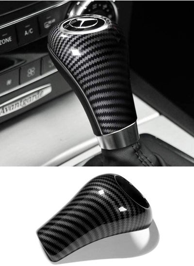 اشتري Carbon Fiber Car Gear Shift Knob Cover Sticker Interior Trim for Mercedes Benz W204 W212 A G E C Class CLS Accessories 1 Piece (Black) في السعودية