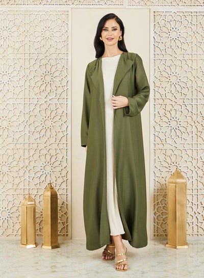 اشتري Textured Notch Lapel Neck Abaya في السعودية