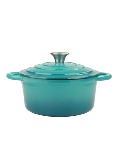 اشتري Healthy and Safe, Non-Stick Enameled Cast Iron Dutch Oven Casserole, 21.5x10cm / 8.5x3.9Inch – Blue Green في الامارات