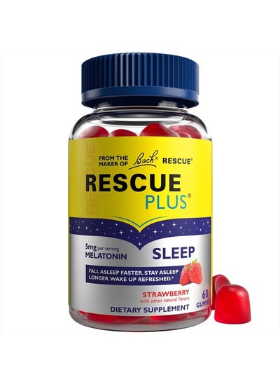 Buy Bach RESCUE PLUS Melatonin Sleep,Natural Strawberry Flavor, 60 Gummies in UAE