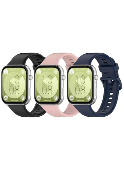 Buy 3 Packs Replacement Bands compatible with Huawei Watch Fit 3,Silicone Sports Wrist Strap Adjustable Wrist Bands for Women Men in Saudi Arabia