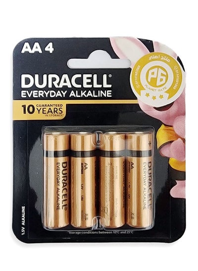 اشتري EveryDay Alkaline AA Batteries - 4 Pieces Gold في مصر