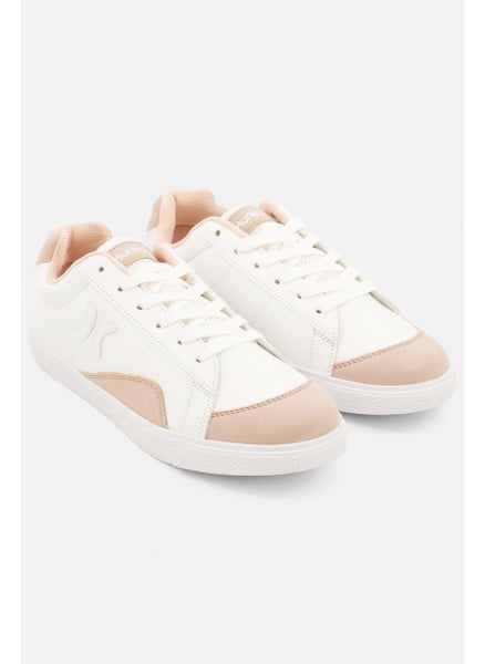 اشتري Women Medium Colorblock Lace Up Casual Shoes, Old Pink/White في السعودية