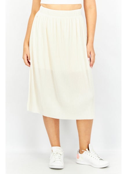 اشتري Women Sportswear Fit Embroidered Logo Midi Skirt, Cream في الامارات