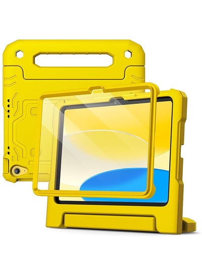 Buy Kids Case For Ipad 10 10.9 Inch 2022 Model 10Th Generation With Built In Screen Protector Shockproof Full Body Handle Stand Tablet Protective Cover Yellow in Saudi Arabia