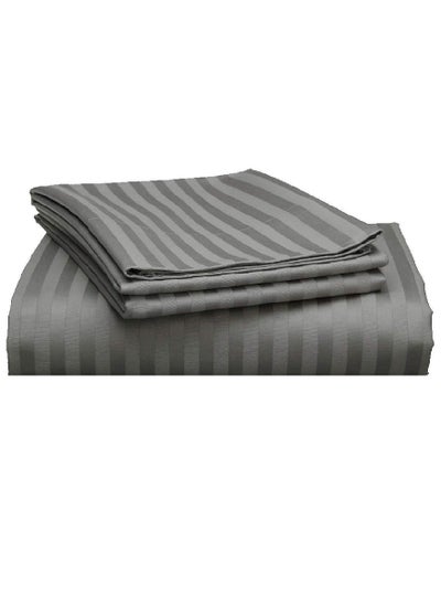 اشتري Cotton Double Striped Fitted Elastic Pack of 3 Bedsheet 150x200+20cm في الامارات