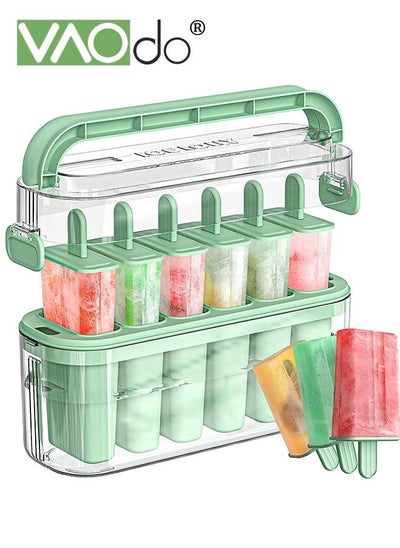 Buy 6PCS Large Popsicle Molds with Carry Handle and Storage Holder DIY Popsicle Molds for Kids BPA Free Reusable Popsicle Mold Set Green in UAE