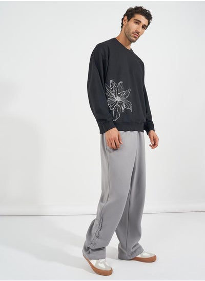 Buy Eyelet Detail Bonded Fleece Oversized Joggers in Saudi Arabia