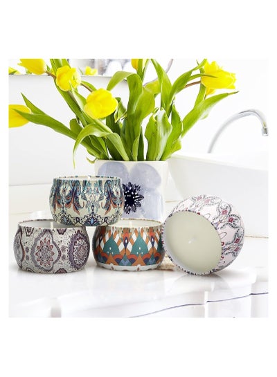 Buy Soy Wax Scented Candles, Portable Metal Tin Scented Candles with Cotton Wick for Indoor Home Summer (3) in Egypt