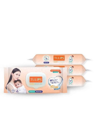 اشتري Sensitive Baby Wet Wipes Peach Fruit Extracts+ Vitamin E Lid Pack (72 Wipes X 4 Pack) في الامارات