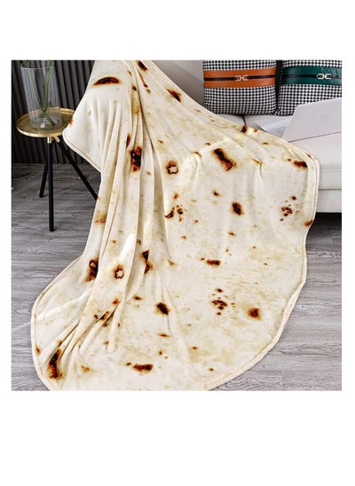 Buy Burritos Tortilla Blanket, Funny Realistic Food Throw Blankets, Novelty Soft and Comfortable Flannel Tortilla Taco Blanket, Round Shape, for Adult and Kids Use (180x180cm, Beige) in UAE