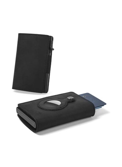 Buy Pocket-Sized and Slim Design Multipurpose Accessory for Air Tag Black Leather in UAE