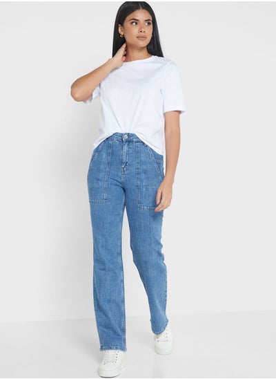 Buy Pocket Detail Straight Jeans in UAE