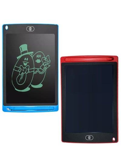 Buy 8.5 Inch LCD Writing Tablet With Replaceable Battery Stylus Dock and Erasing Button Blue and Red Combo (Pack of 2) in UAE