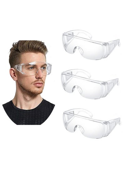 Buy Anti Fog Safety Glasses, 3 Pcs Safety Goggles over Eyeglasses, Anti Dust Impact, Scratch Resistant Splash Proof Chemical Clear Lens Wrap Around, Eye Protection, for Nurses Workers Architect Etc in Saudi Arabia