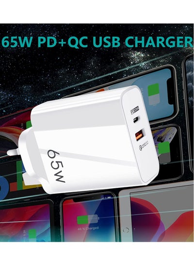 Buy USB C Plug,Charger Type C 65W USB C Fast iphone Charger,PD3.0 Type C Super Fast Charger Wall Plug,Dual Port USB Plug Charger for iPhone, Cell Phones, Mobile Power Bank,iPad,Tablets, Headphones,etc in UAE