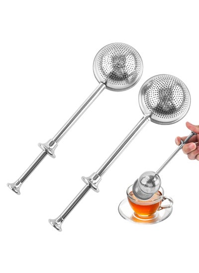 Buy Tea Infuser, Stainless Steel Tea Strainer Mesh Ball Shape Tea Filter for loose tea leaves, 2 pieces, silver in UAE